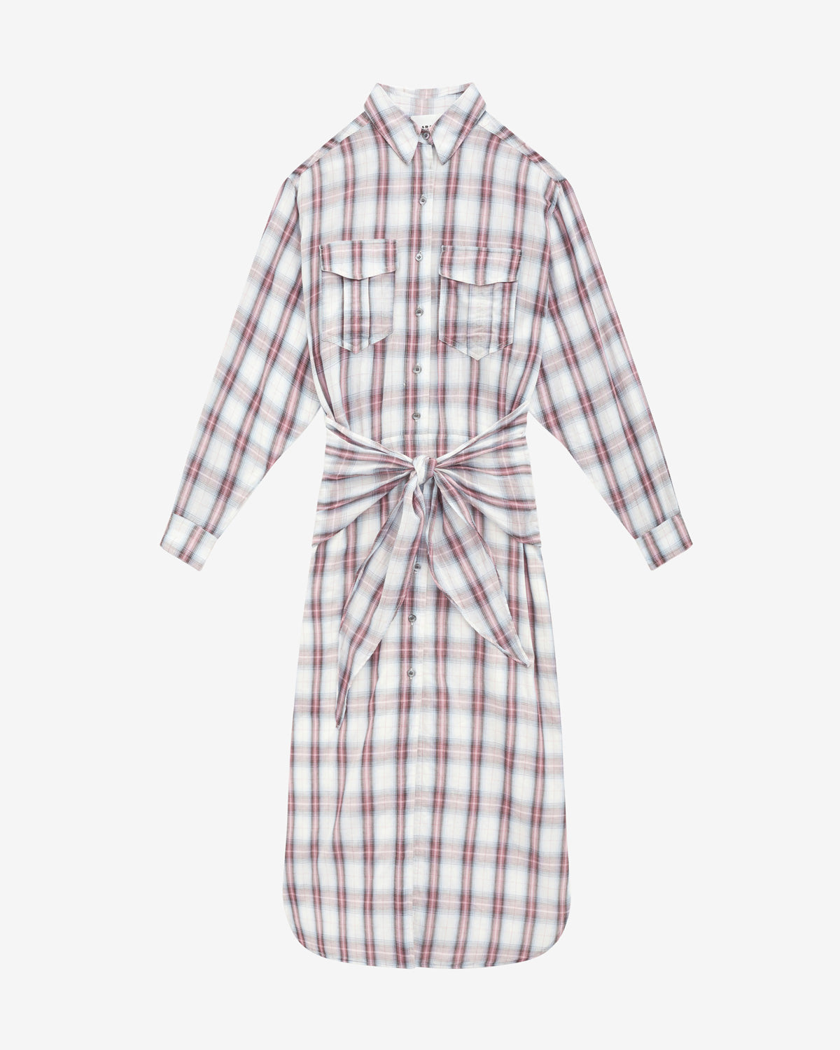 Abito a camicia nesly in voile di cotone a quadri - Ecru-pink - Woman - 4