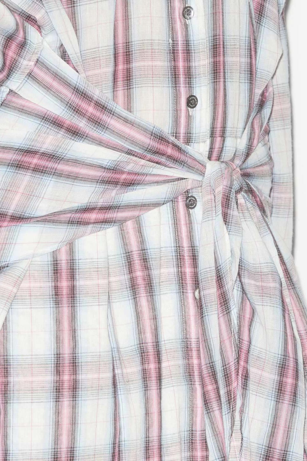 Abito a camicia nesly in voile di cotone a quadri - Ecru-pink - Woman - 3