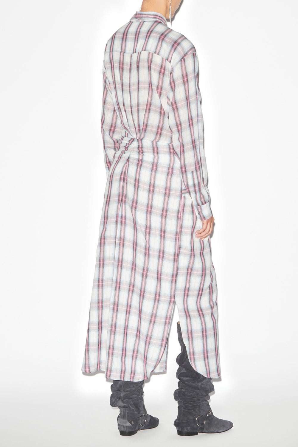 Abito a camicia nesly in voile di cotone a quadri - Ecru-pink - Woman - 4