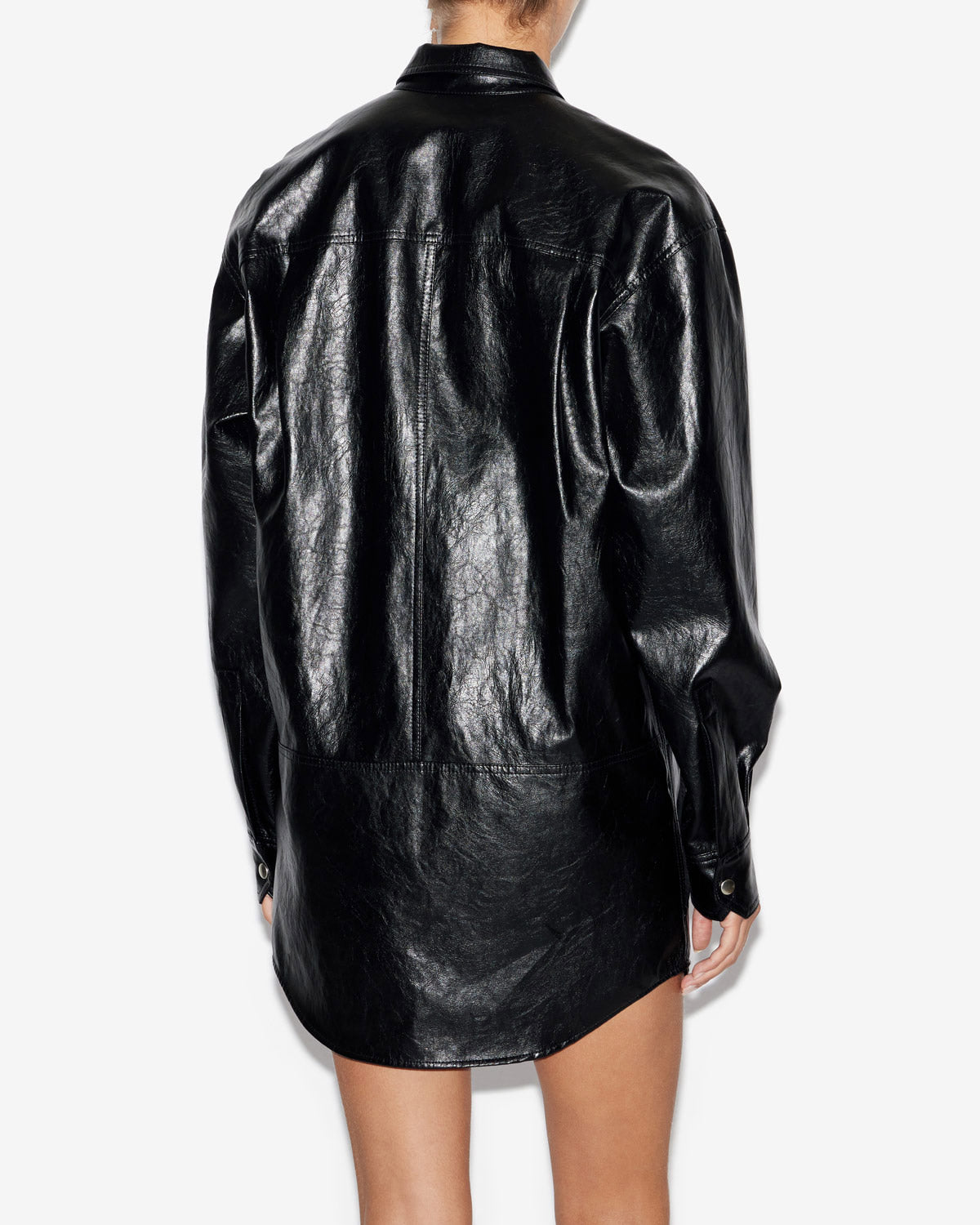 Ayali short leather style shirt dress - Black - Woman - 4