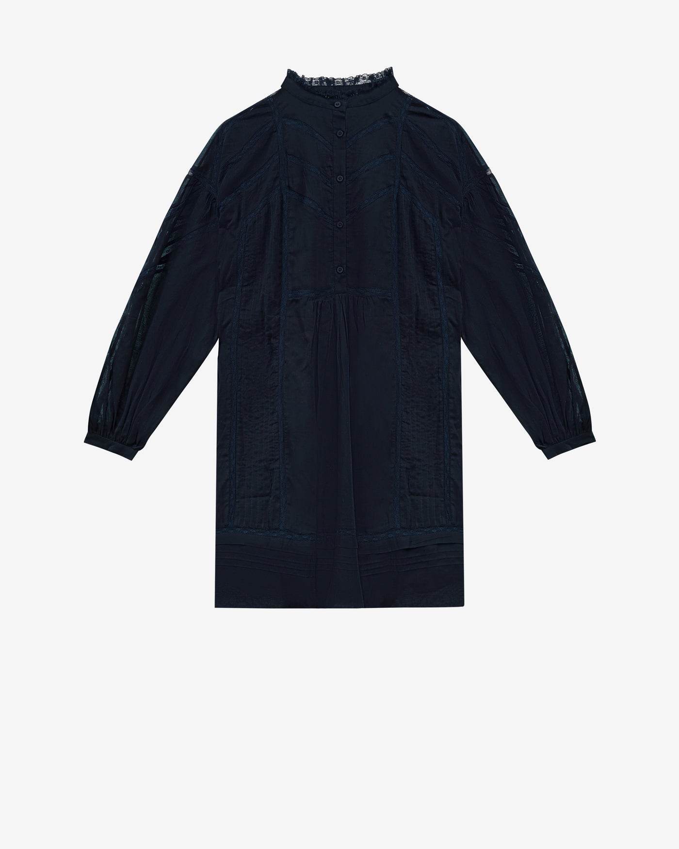 Abito galia in voile di cotone e pizzo tinta unita - Nero - Woman - 4