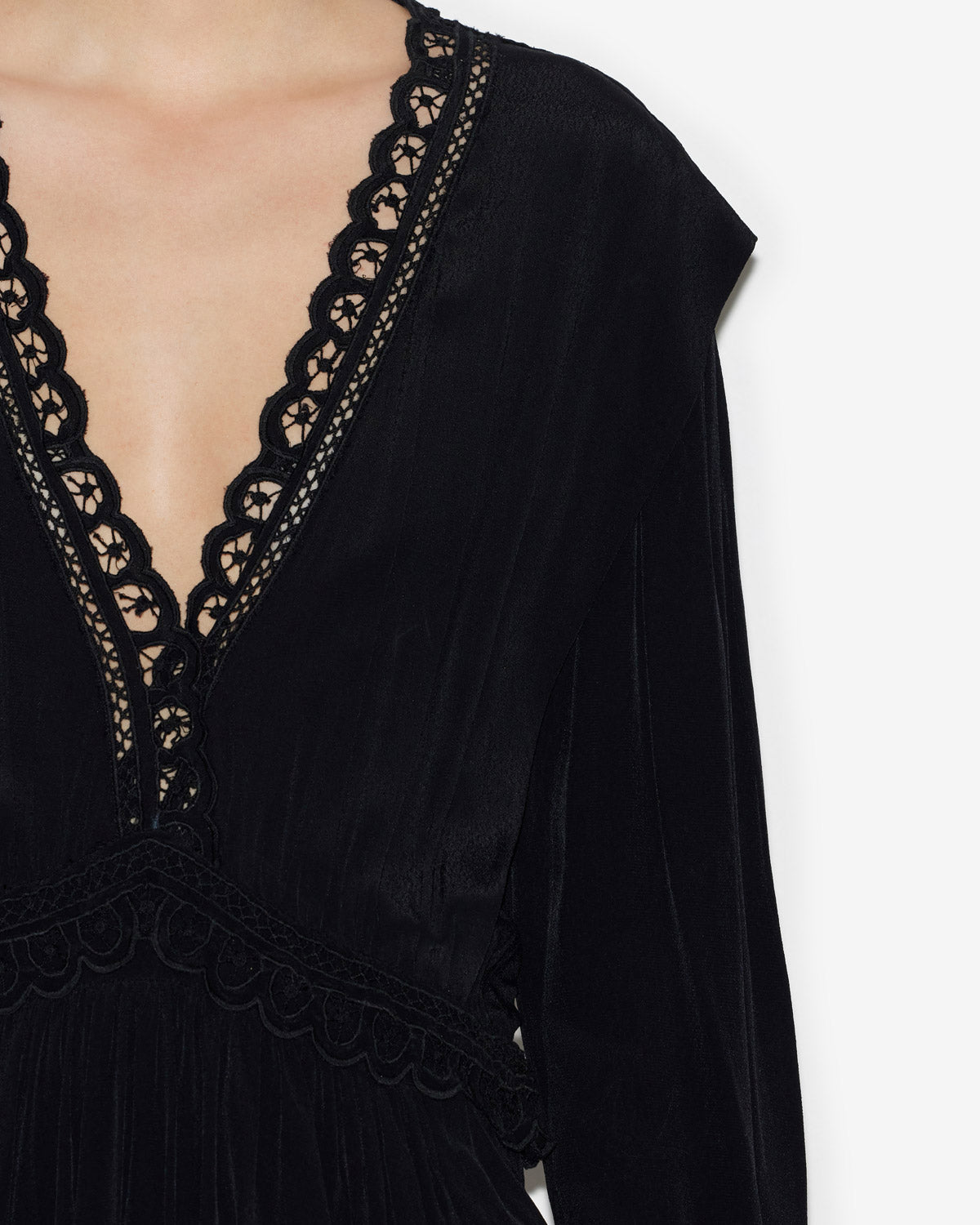 Felie 無地クレープ カットワークレース ミニドレス - 黒 - Woman - 2