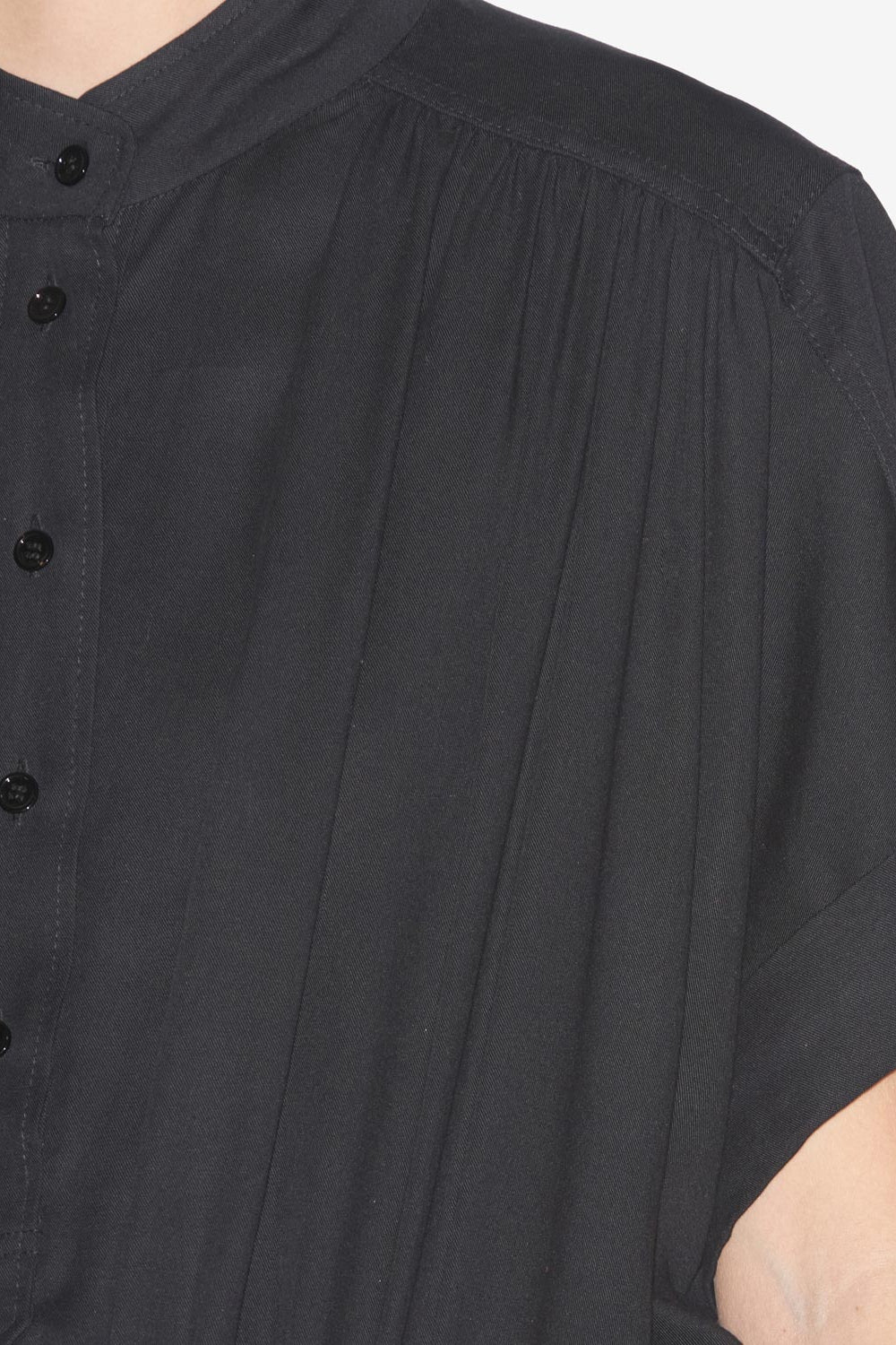 Abito a camicia valencia arricciato tinta unita - Nero - Woman - 3