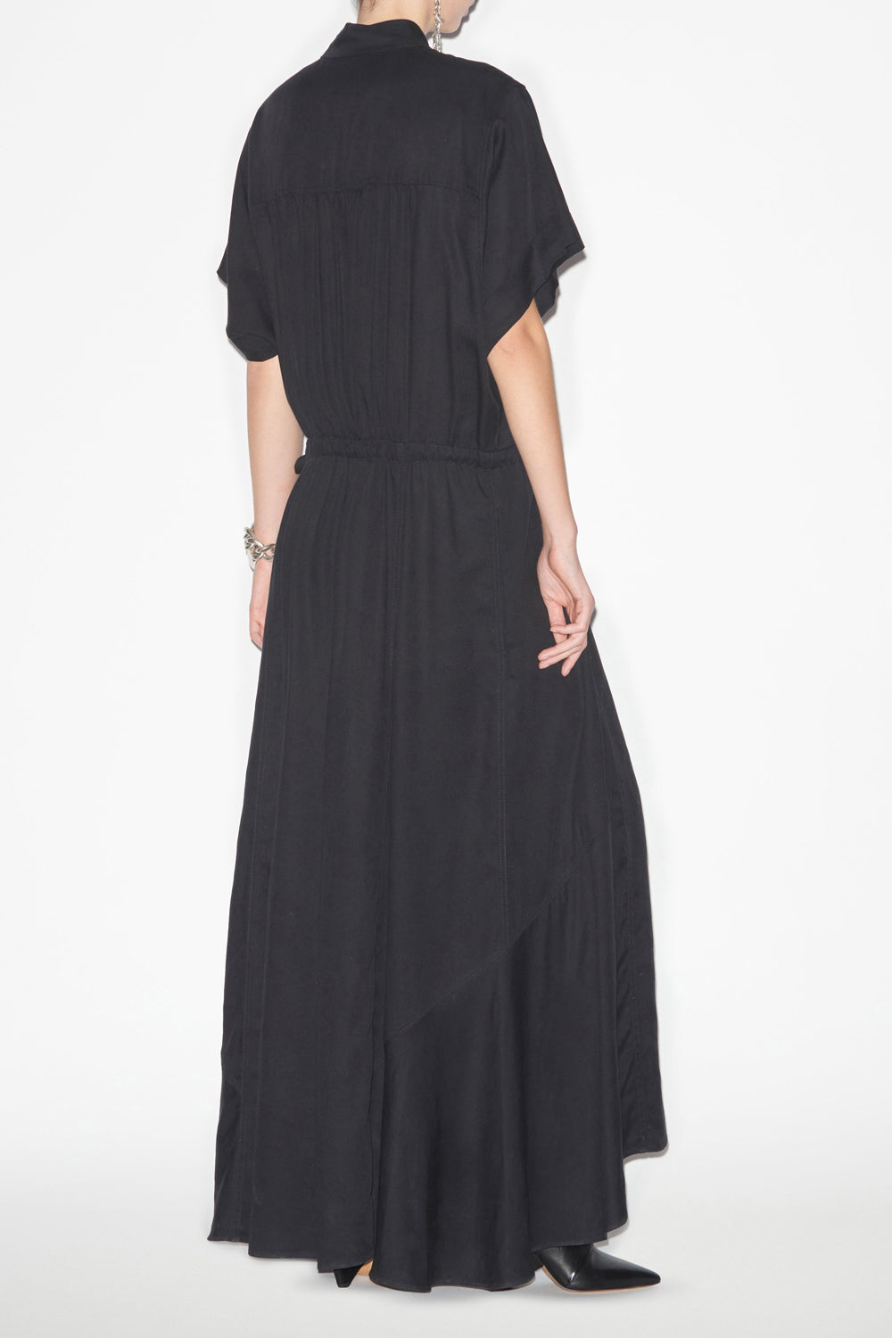 Abito a camicia valencia arricciato tinta unita - Nero - Woman - 4