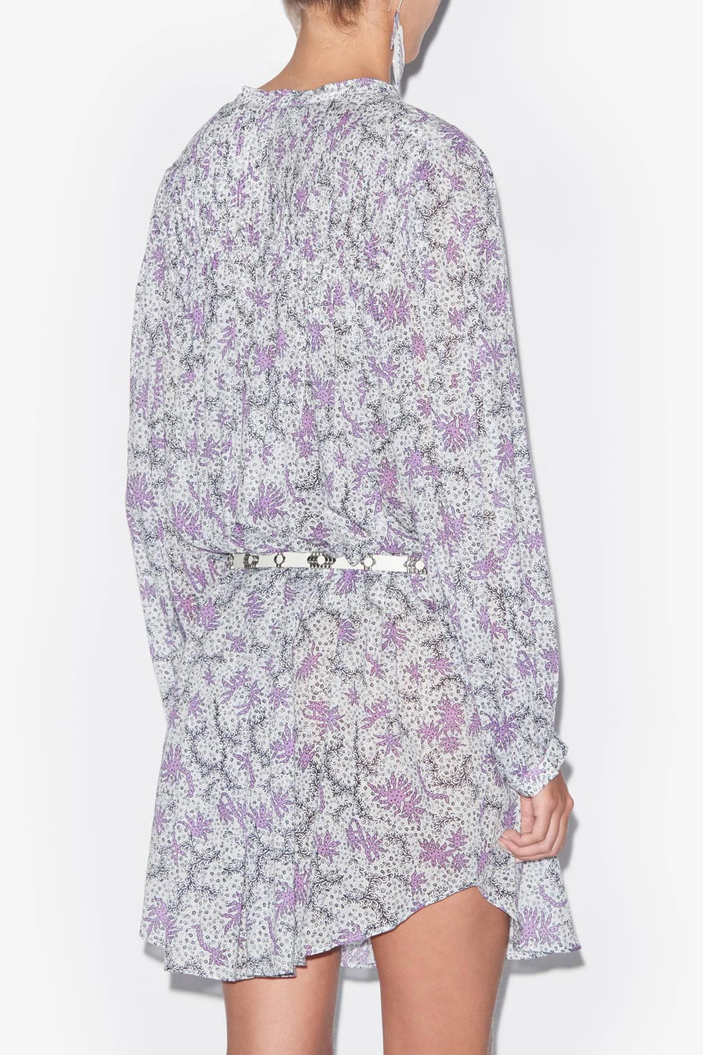 Abito danael in voile di cotone stampato con punto smock - Ecru-lilac - Woman - 5