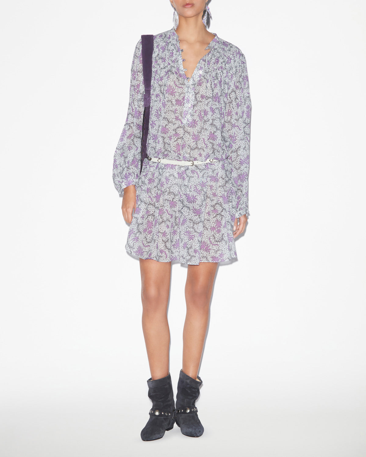 Danael プリント コットンボイル スモックドレス - Ecru-lilac - Woman - 1