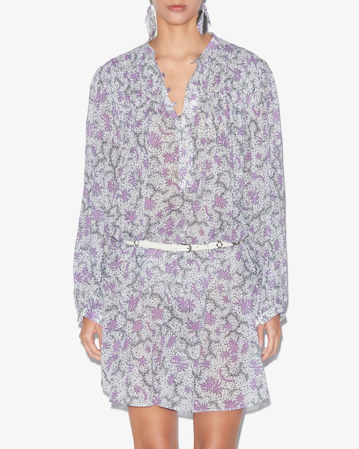 Danael プリント コットンボイル スモックドレス - Ecru-lilac - Woman - 3