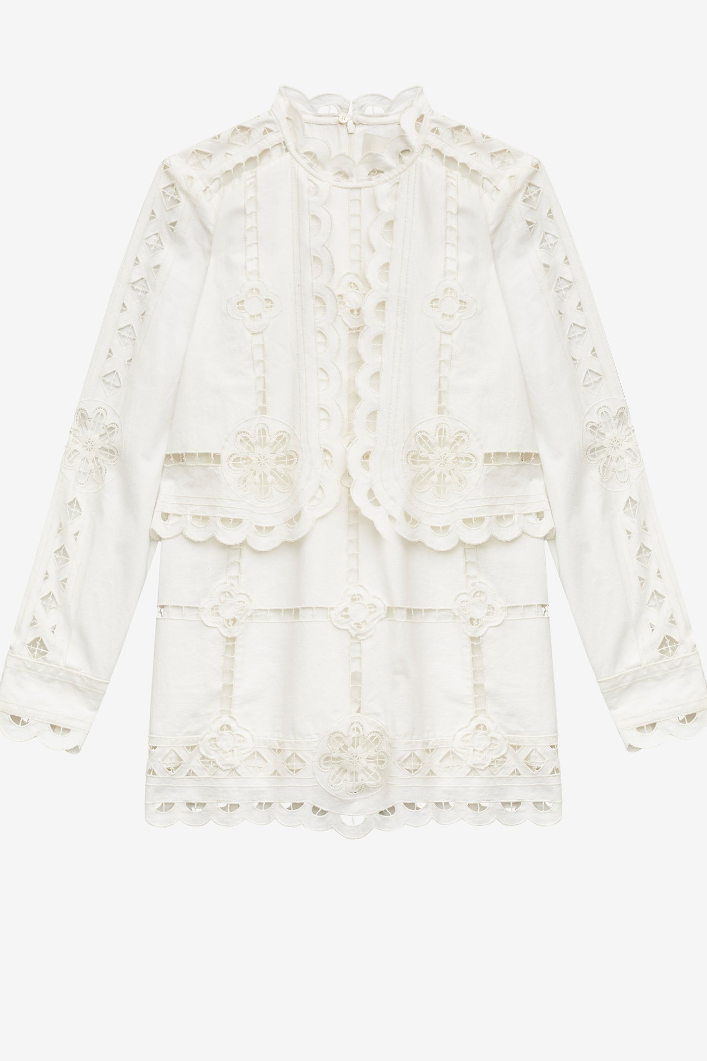 Abito praline corto con pizzo sangallo - Bianco - Woman - 1