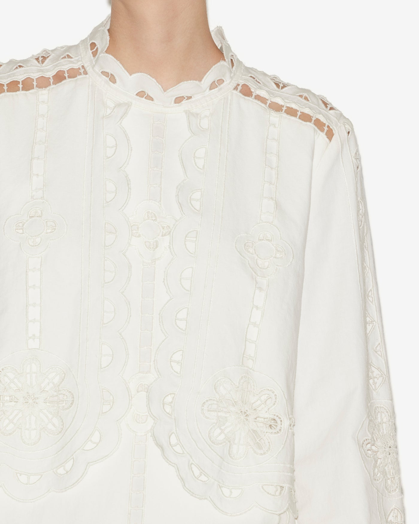 Vestido corto de algodón con bordado inglés - Blanco - Woman - 2