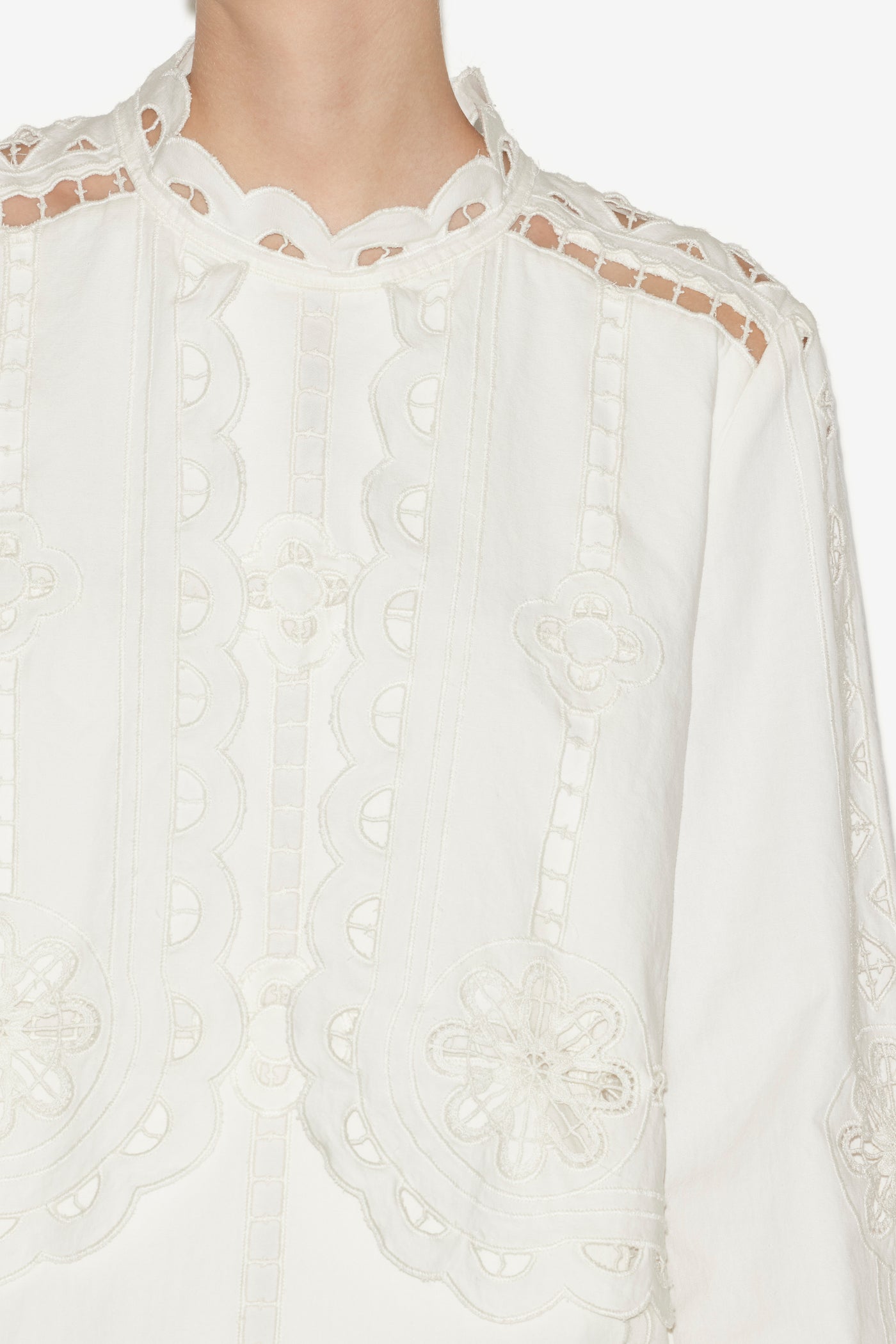 Abito praline corto con pizzo sangallo - Bianco - Woman - 3