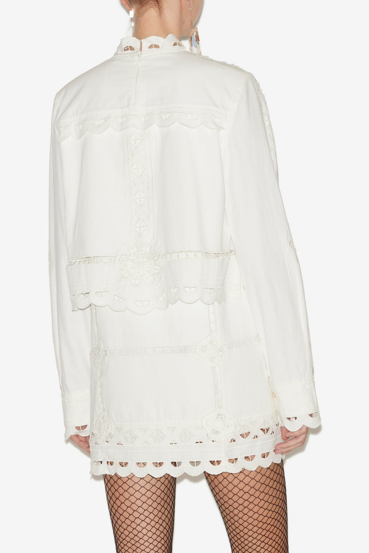 Abito praline corto con pizzo sangallo - Bianco - Woman - 5