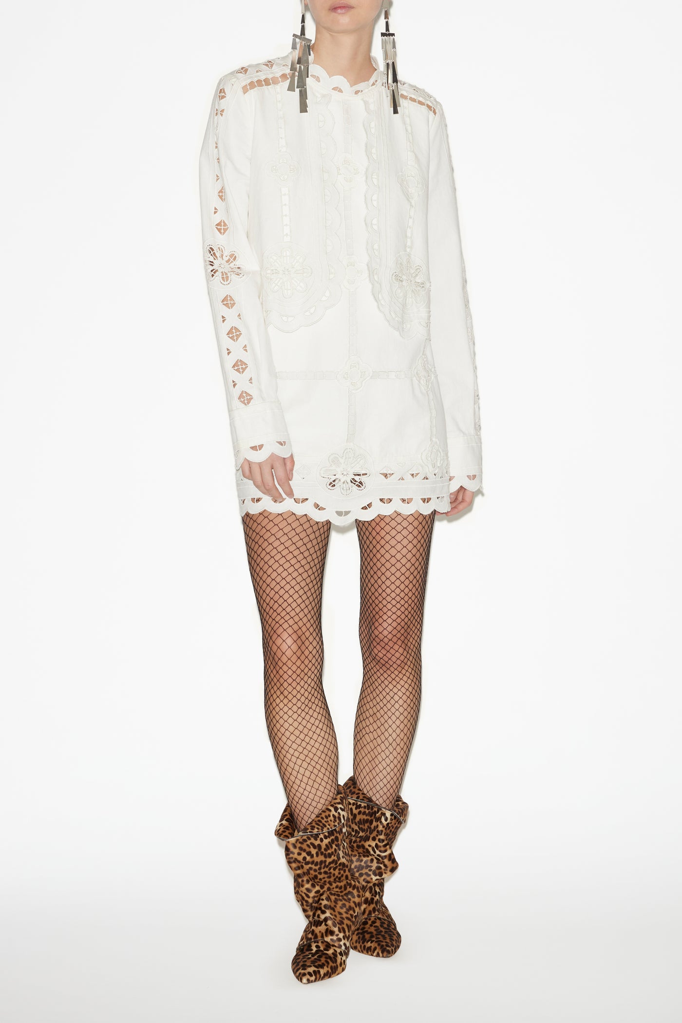 Abito praline corto con pizzo sangallo - Bianco - Woman - 2