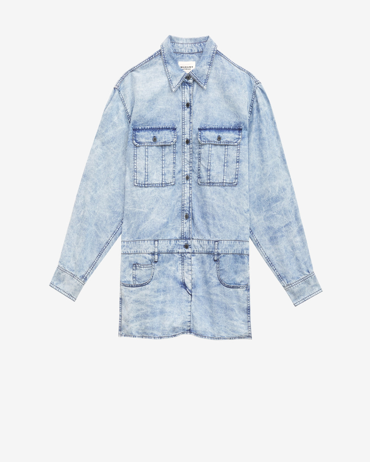 Palvina short chambray shirt dress - Blue - Woman - 5