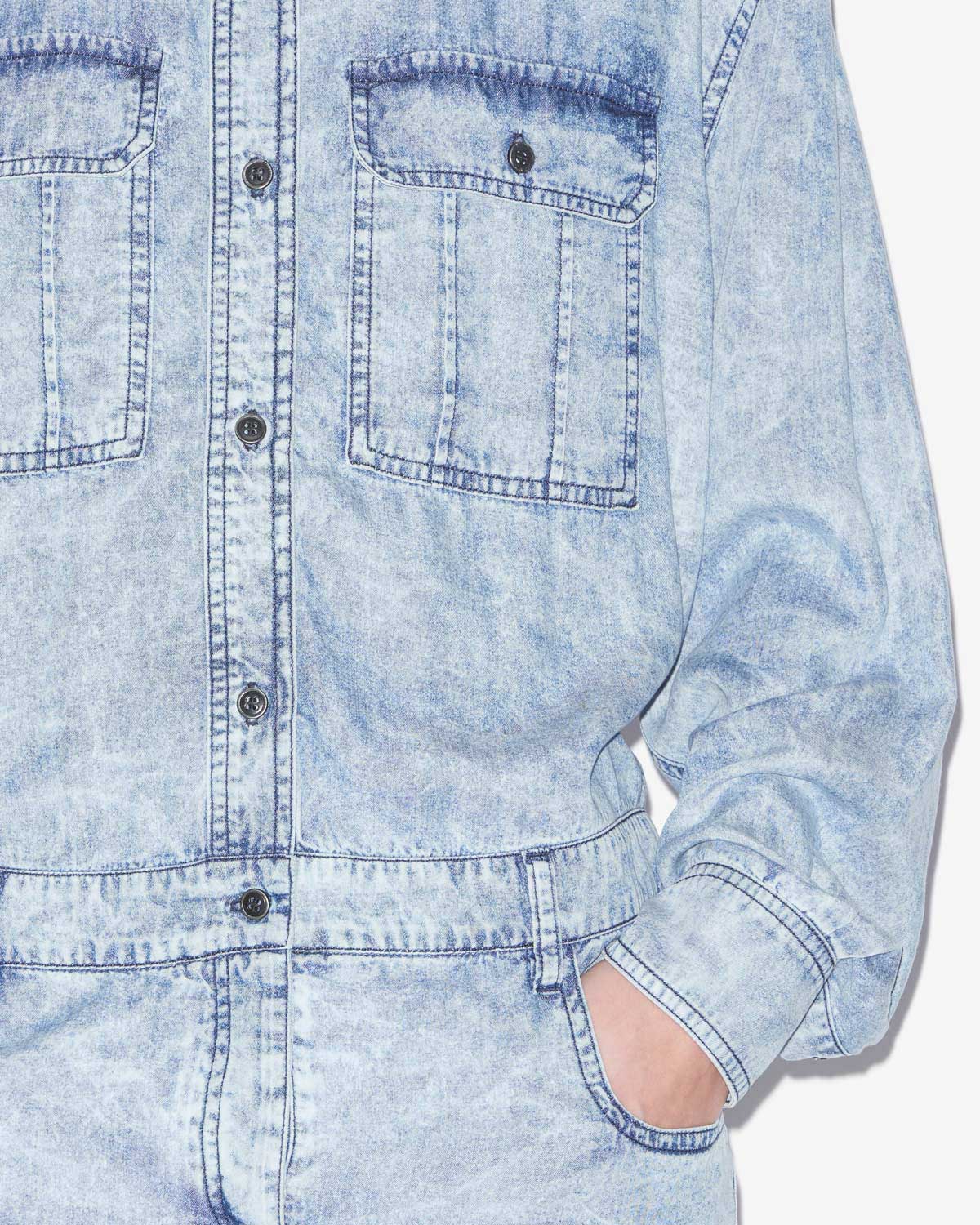 Palvina short chambray shirt dress - Blue - Woman - 2