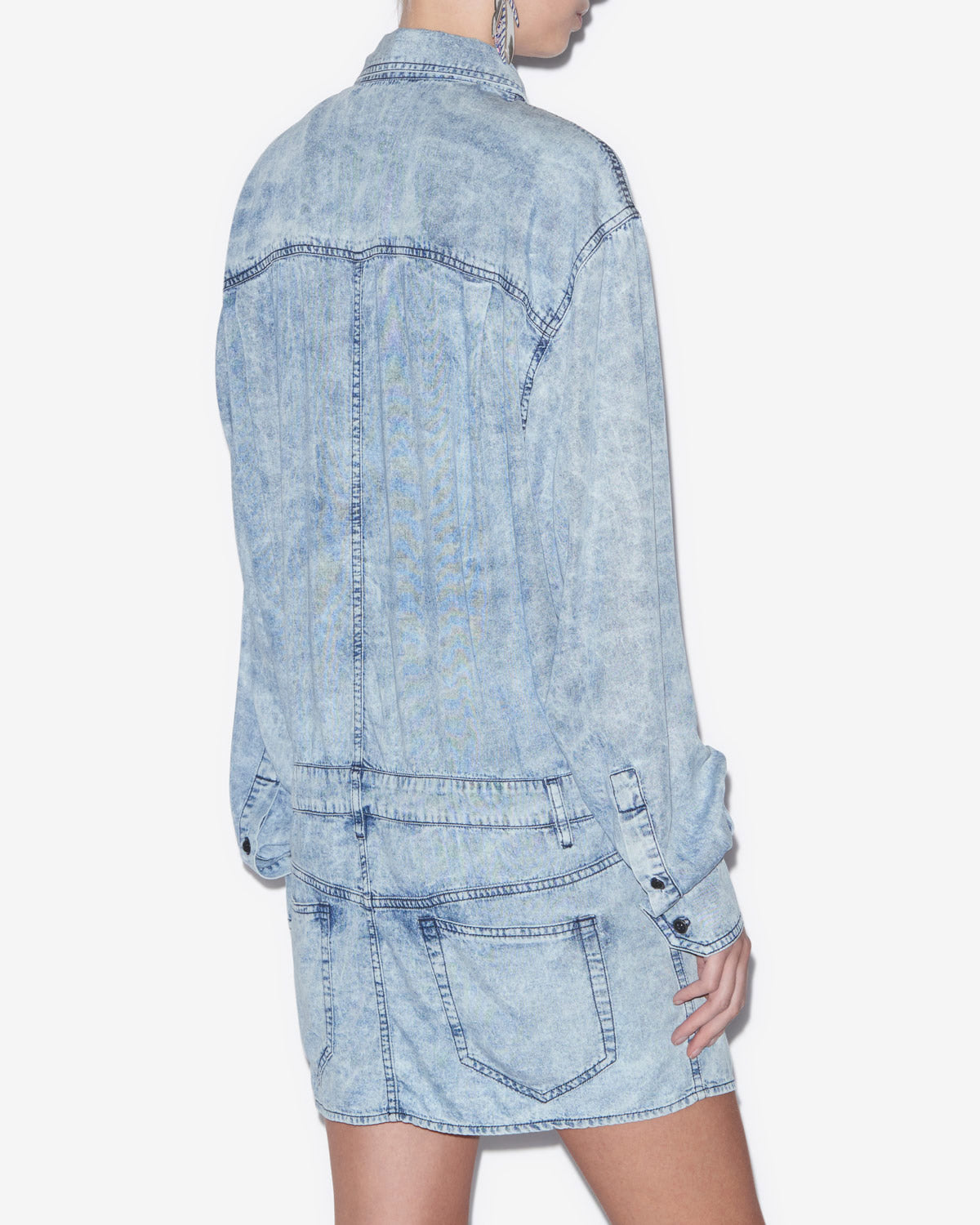 Palvina short chambray shirt dress - Blue - Woman - 4