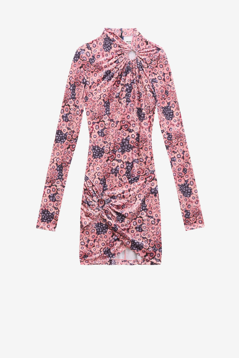 Abito havana corto drappeggiato in velluto stampato - Antique pink - Woman - 1