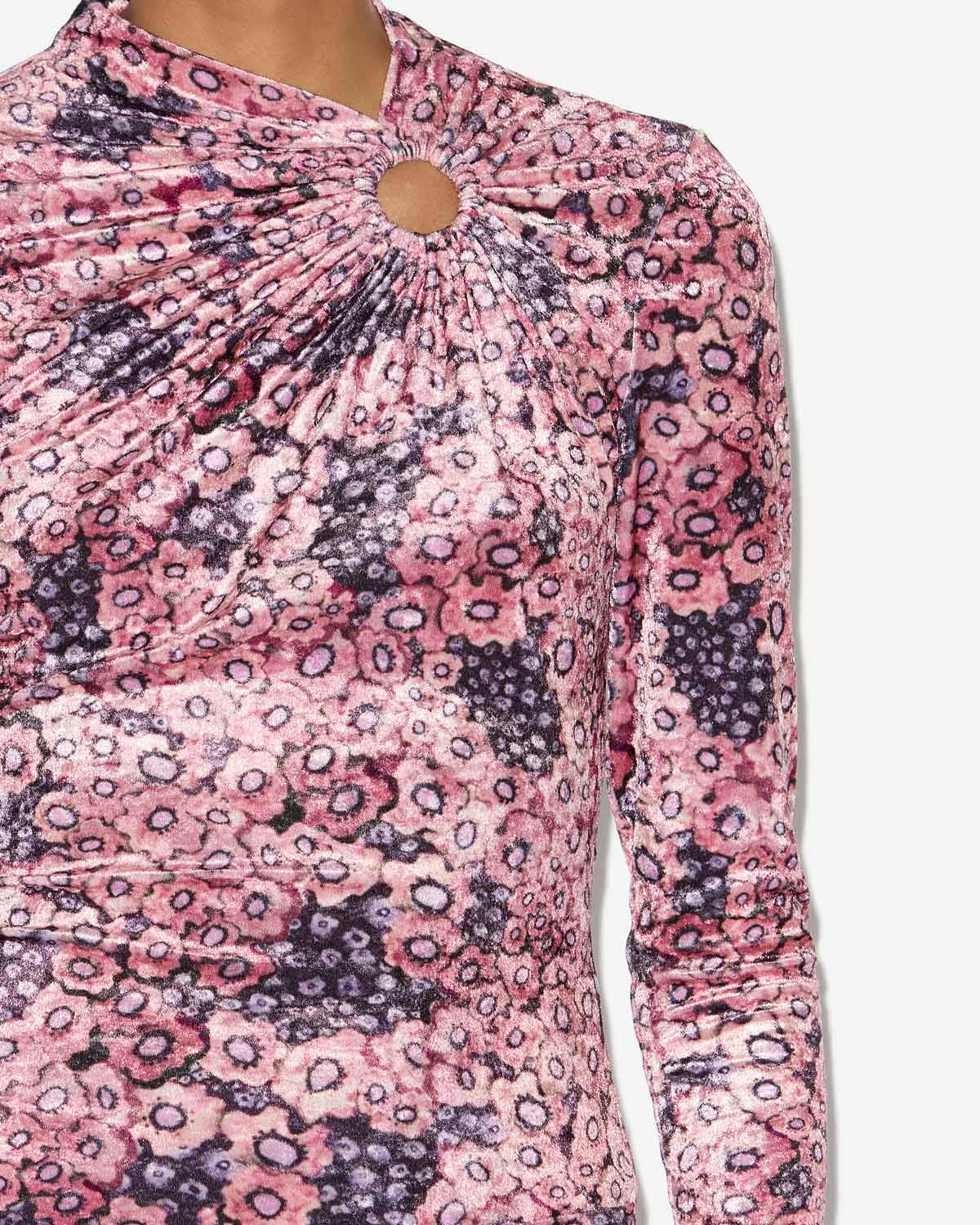 Abito havana corto drappeggiato in velluto stampato - Antique pink - Woman - 2