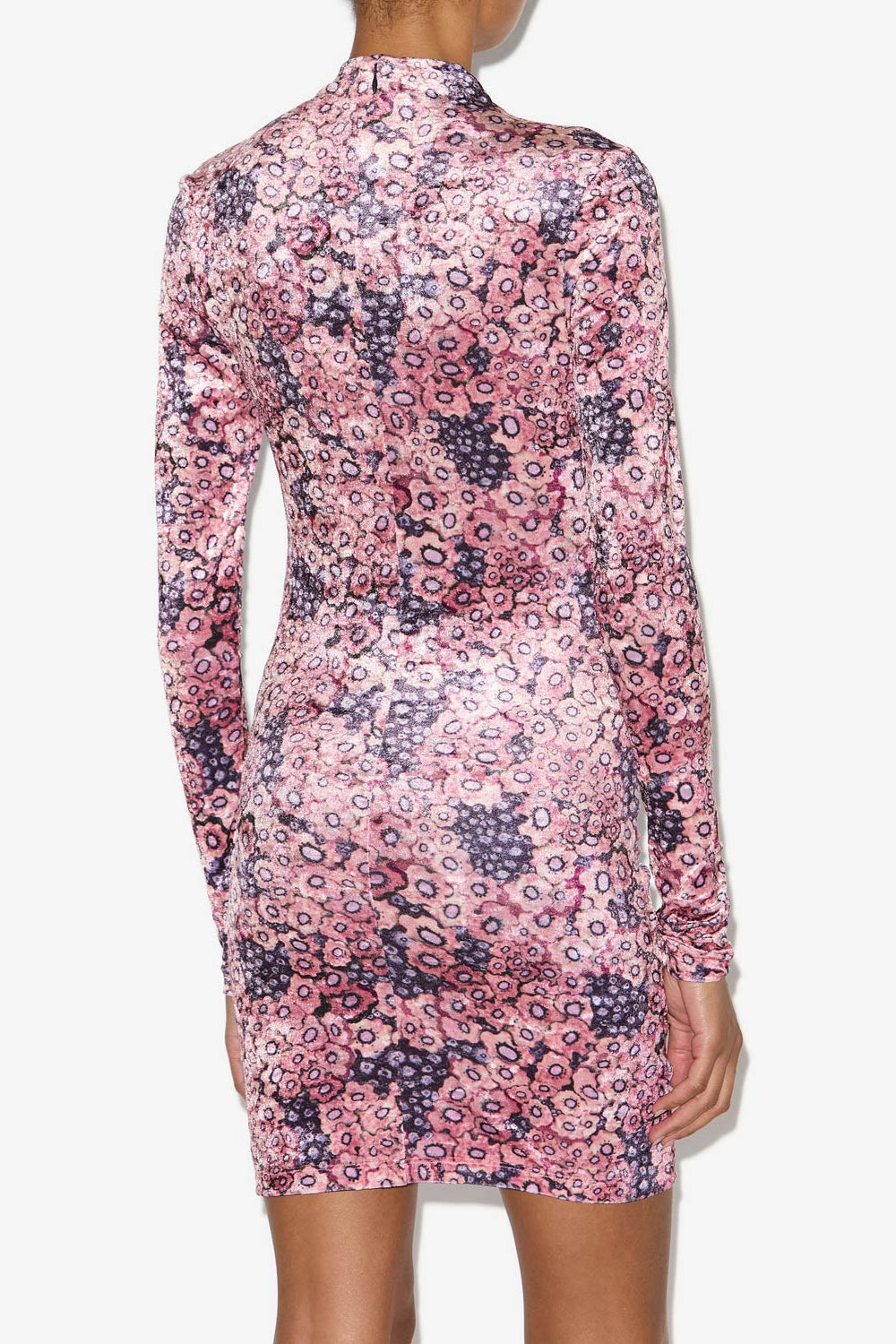 Abito havana corto drappeggiato in velluto stampato - Antique pink - Woman - 5