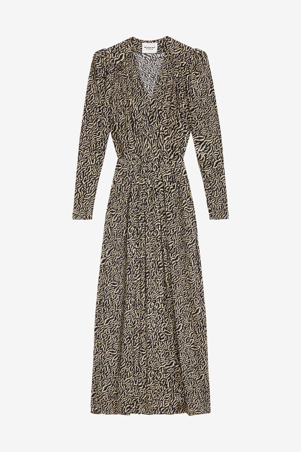 Abito lungo vonick stampato arricciato - Ecru and black - Woman - 1