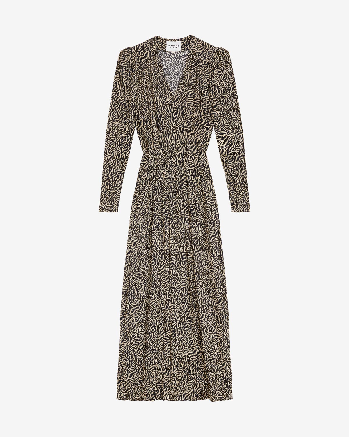 Abito lungo vonick stampato arricciato - Ecru and black - Woman - 4