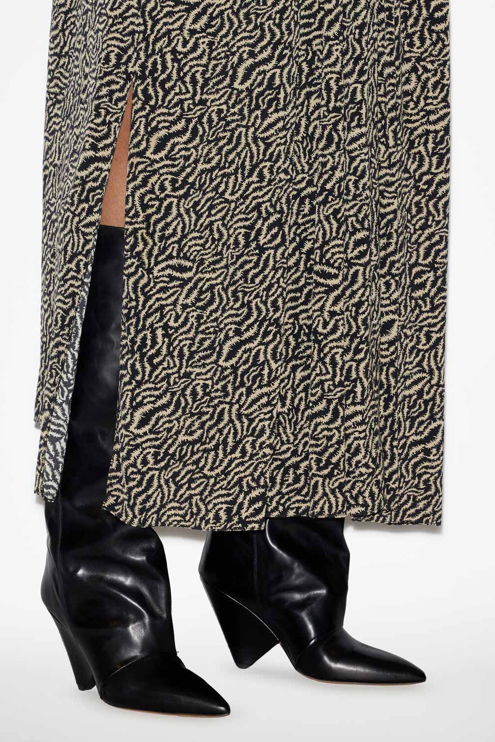 Abito lungo vonick stampato arricciato - Ecru and black - Woman - 3