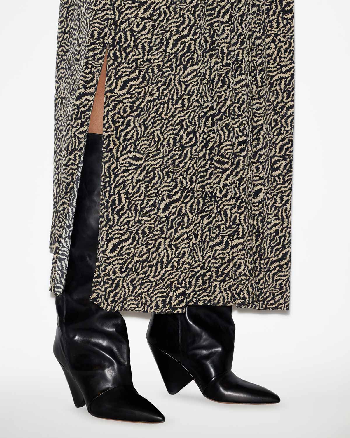 Abito lungo vonick stampato arricciato - Ecru and black - Woman - 2