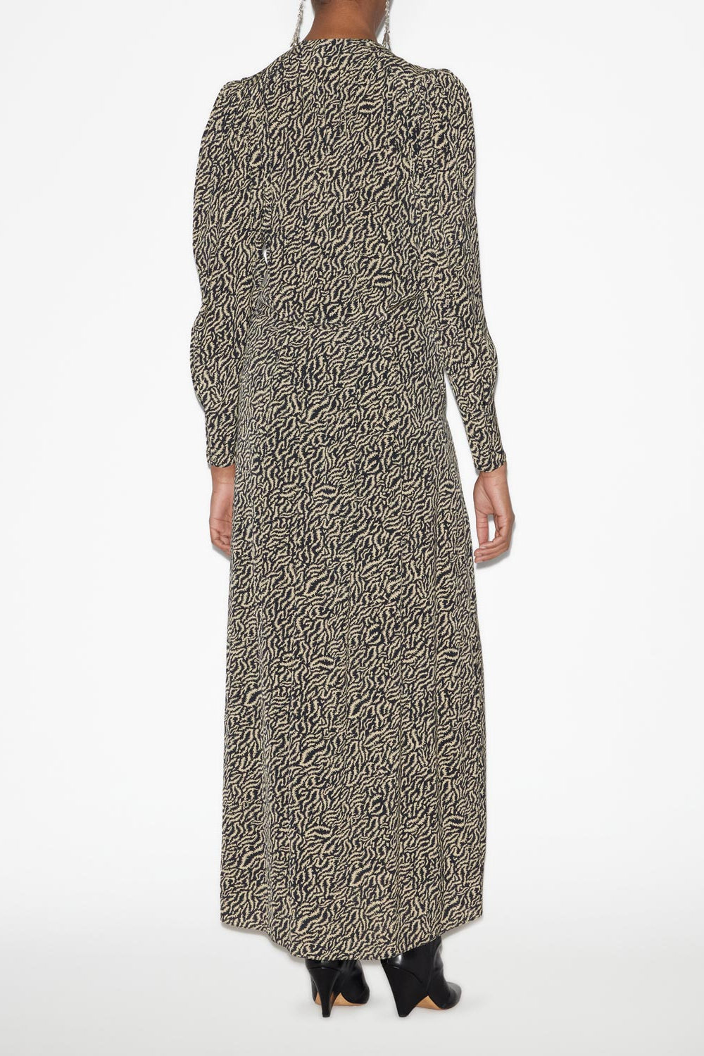 Abito lungo vonick stampato arricciato - Ecru and black - Woman - 4