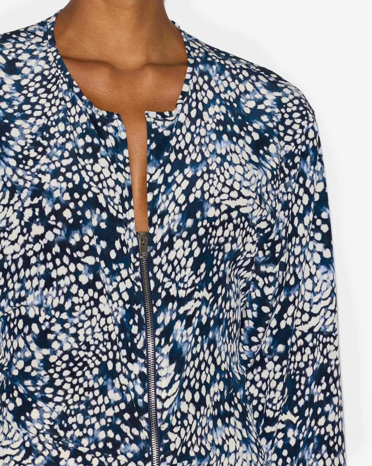 Abito hermina midi arricciato in misto seta - Midnight-white - Woman - 2