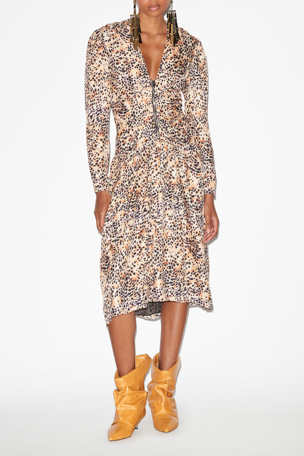 Abito magaly midi arricciato in misto seta - Naturale - Woman - 2