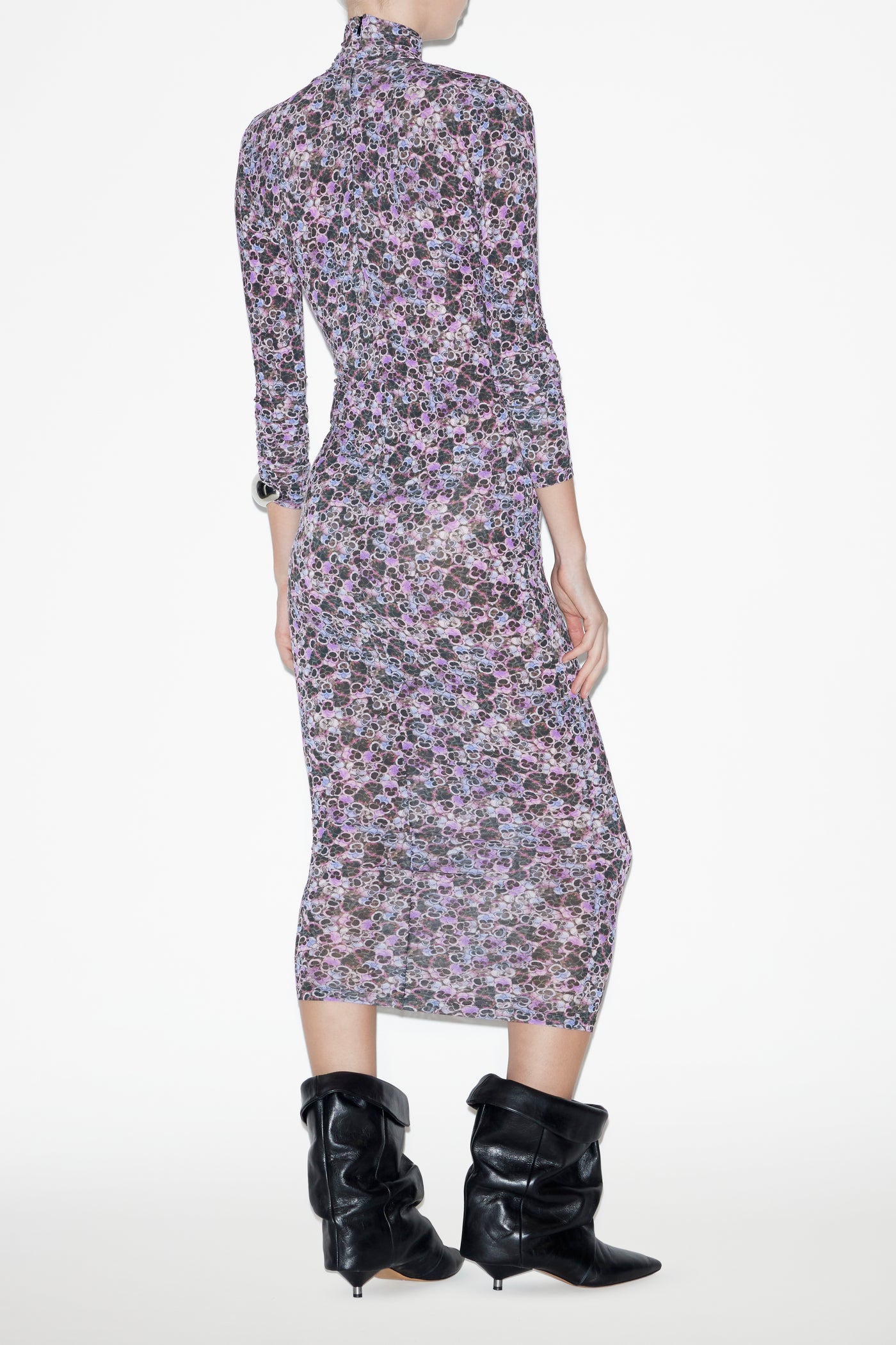 Abito vanessa in jersey stampato dolcevita - Viola - Woman - 4