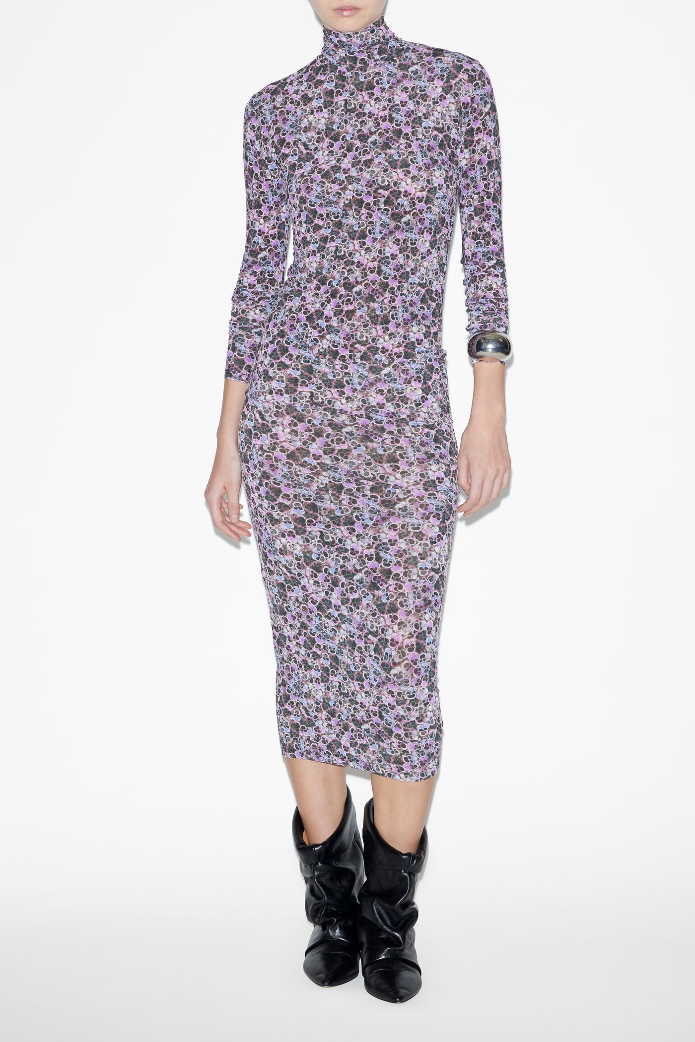 Abito vanessa in jersey stampato dolcevita - Viola - Woman - 2