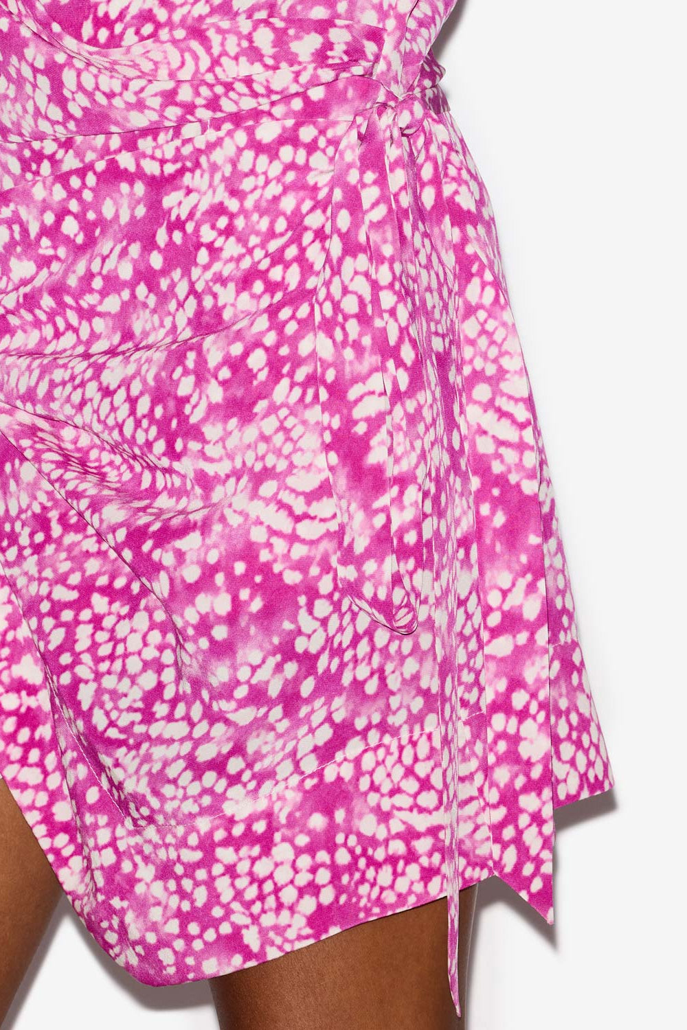 Abito habla corto asimmetrico in misto seta drappeggiato - Fuchsia-white - Woman - 3