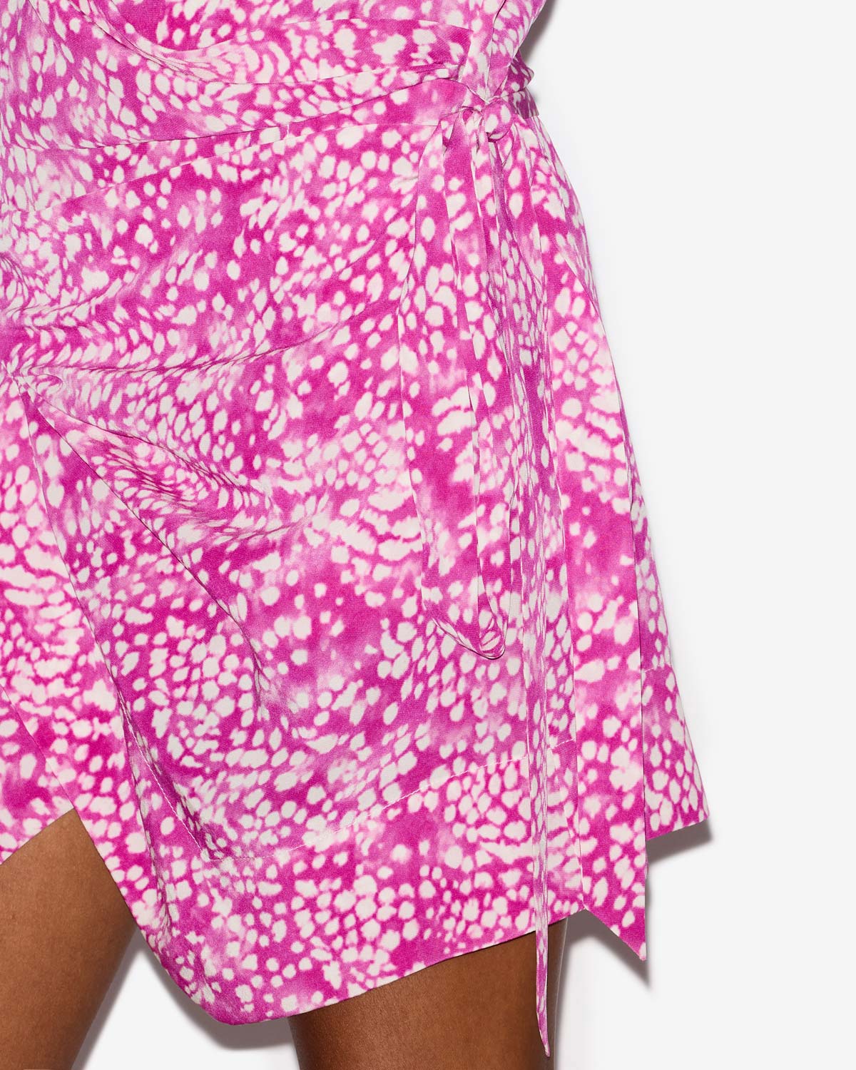 Abito habla corto asimmetrico in misto seta drappeggiato - Fuchsia-white - Woman - 2