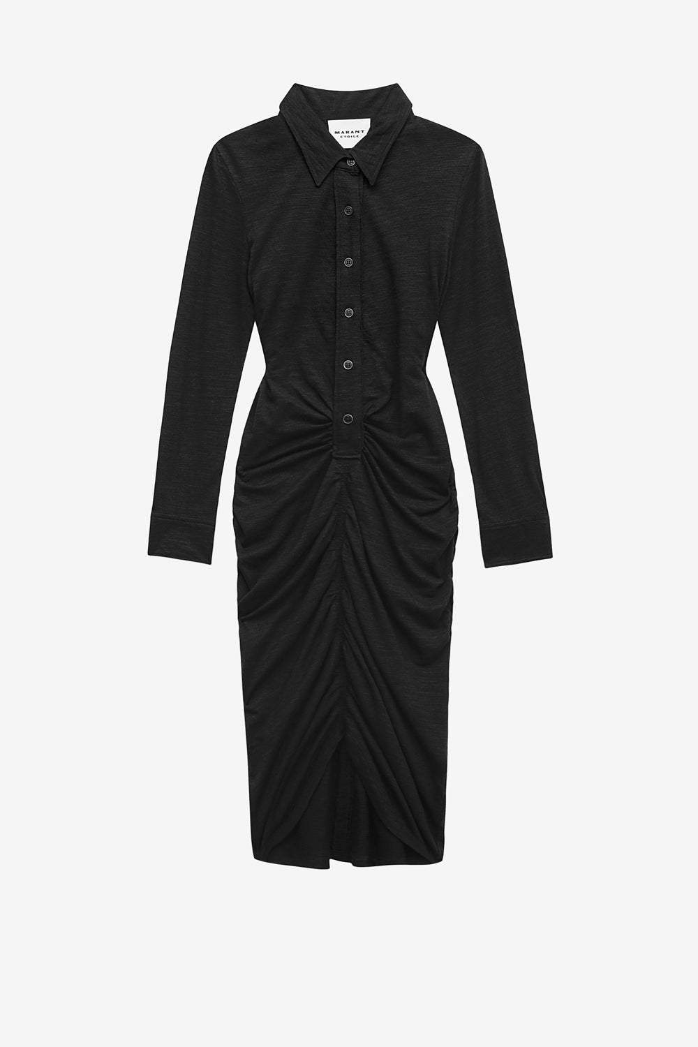 Abito ivalia a camicia in jersey arricciato - Nero - Woman - 1