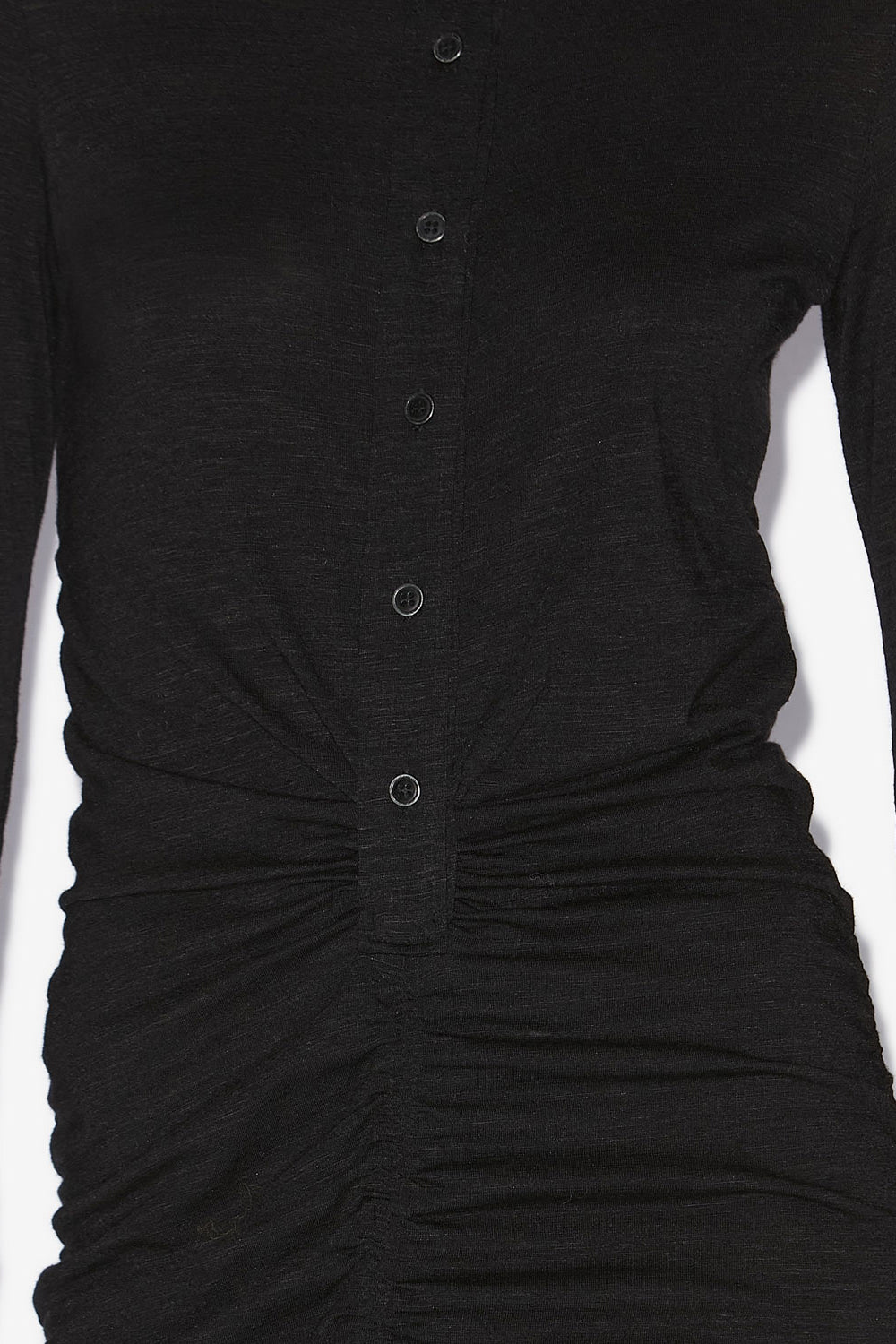 Abito ivalia a camicia in jersey arricciato - Nero - Woman - 3