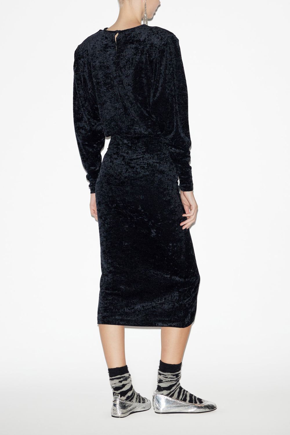 Abito hadley midi in velluto arricciato - Nero - Woman - 4