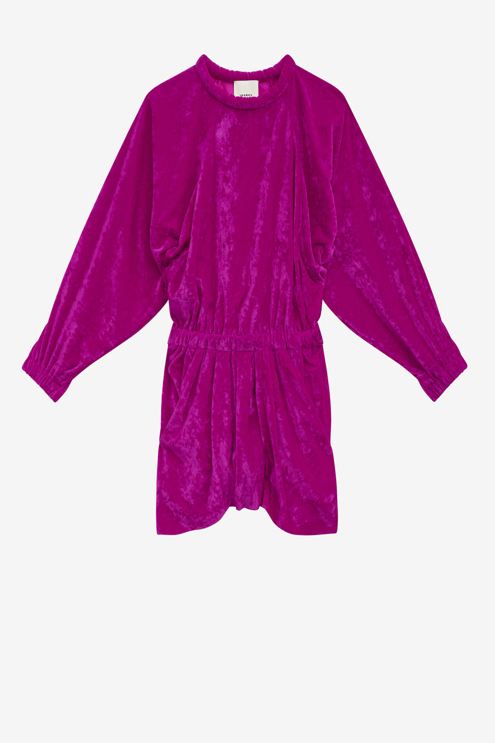 Abito lassie in velluto tinta unita arricciato - Viola - Woman - 1