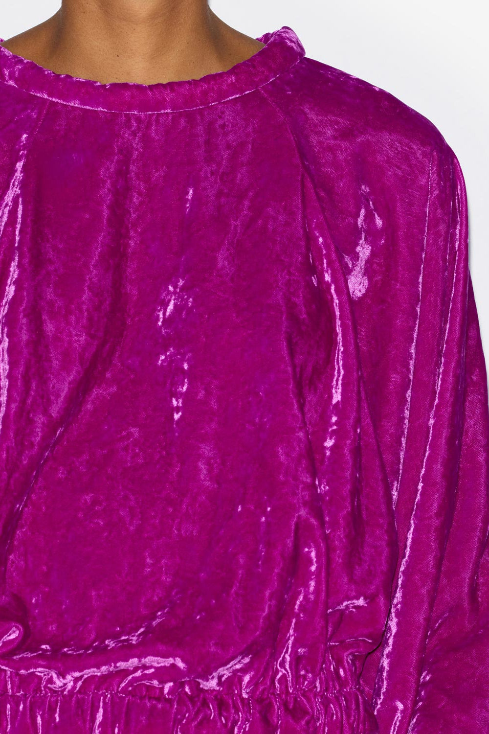 Abito lassie in velluto tinta unita arricciato - Viola - Woman - 3