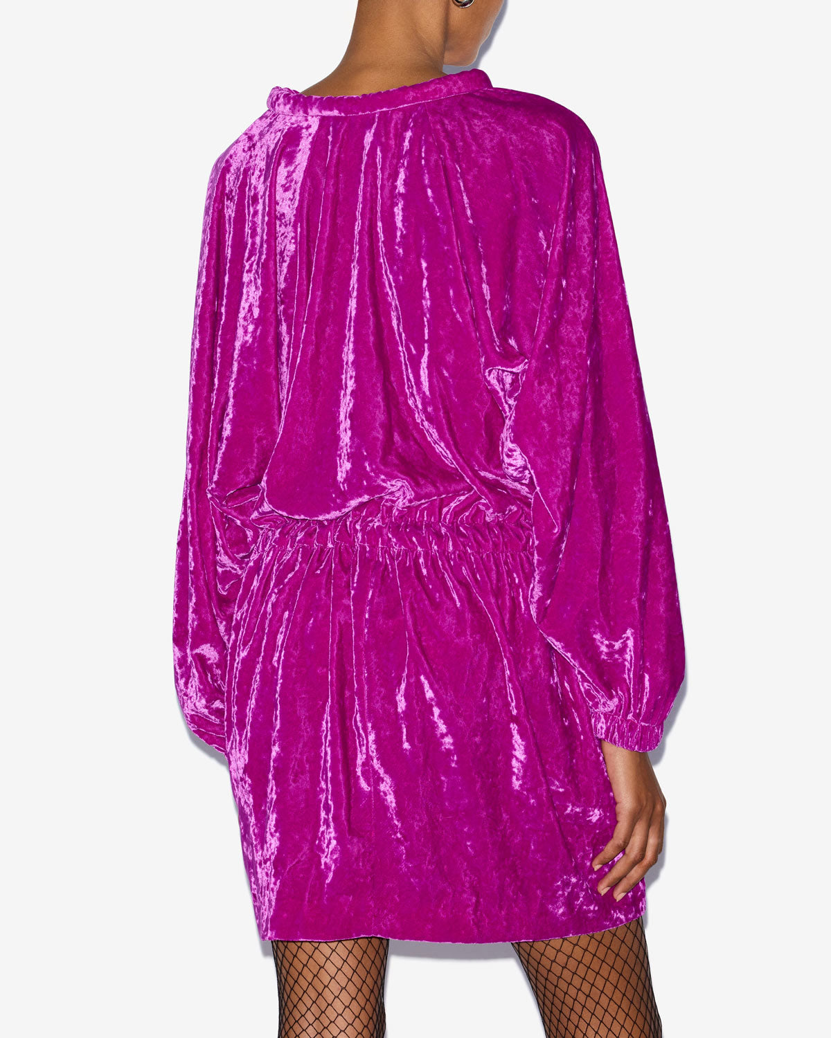 Abito lassie in velluto tinta unita arricciato - Viola - Woman - 4