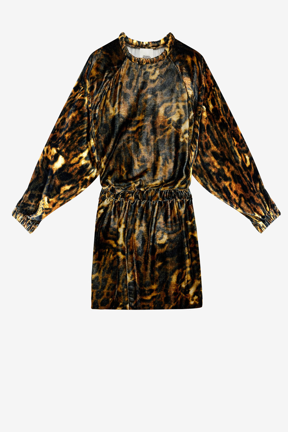 Abito lassie in velluto stampato arricciato - Leopard - Woman - 1