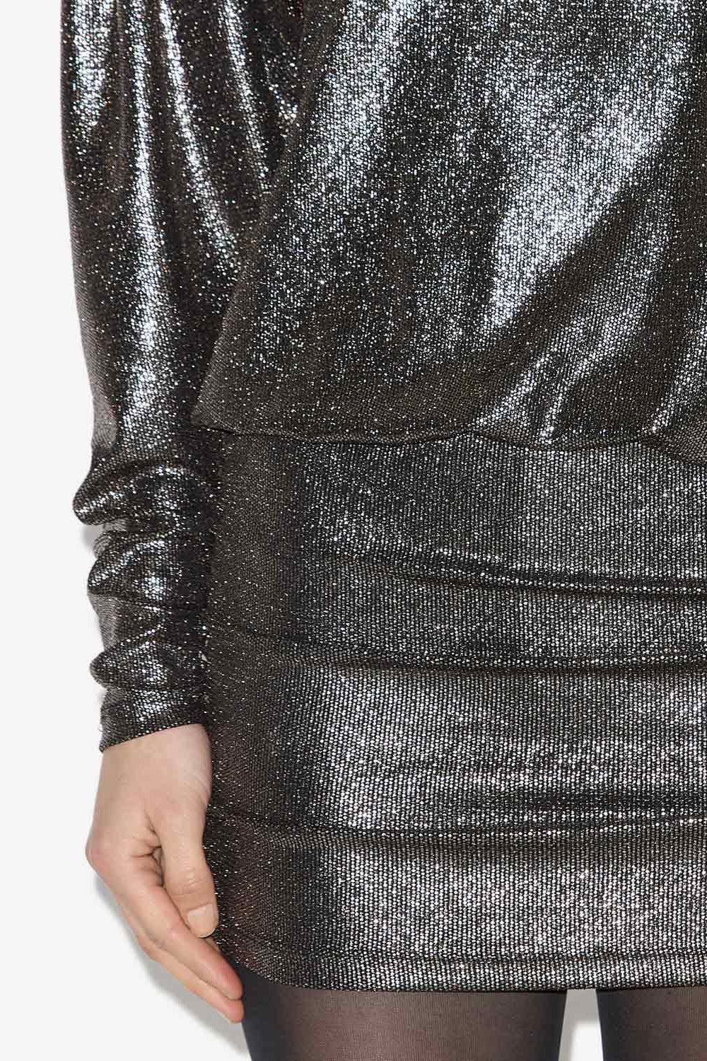 Robe britany drapée métallisée - Noir métallique - Woman - 3