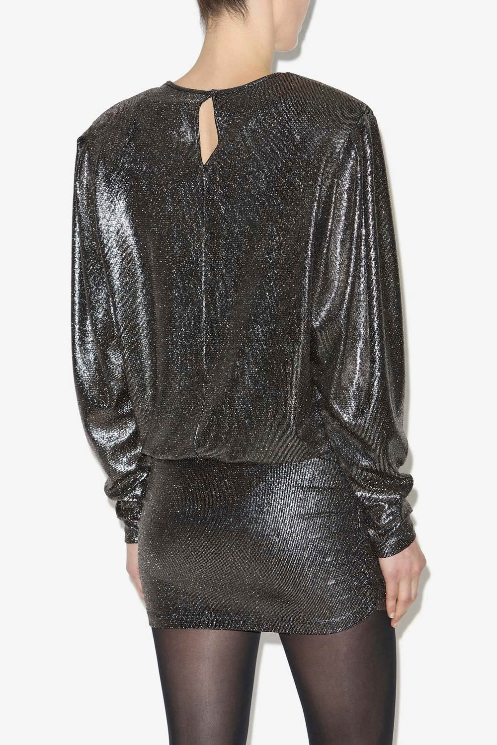 Robe britany drapée métallisée - Noir métallique - Woman - 5