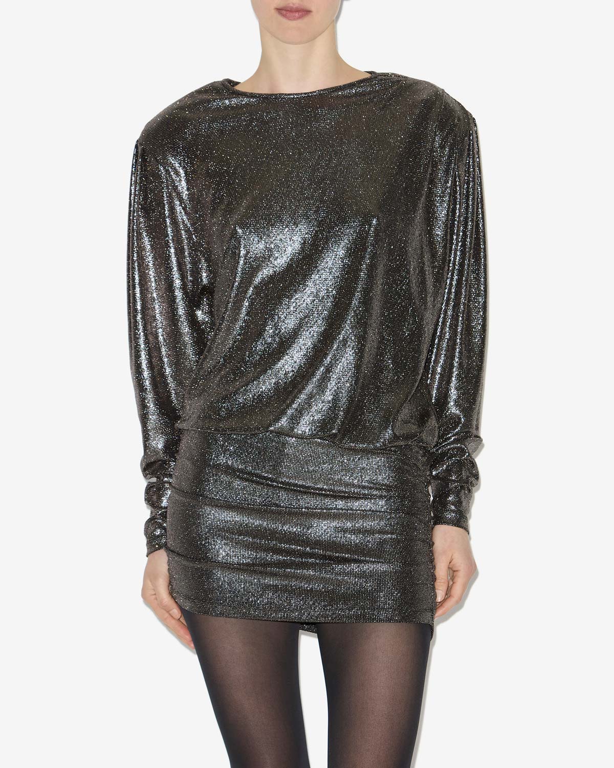 Britany metallic draped dress - Metallic black - Woman - 3