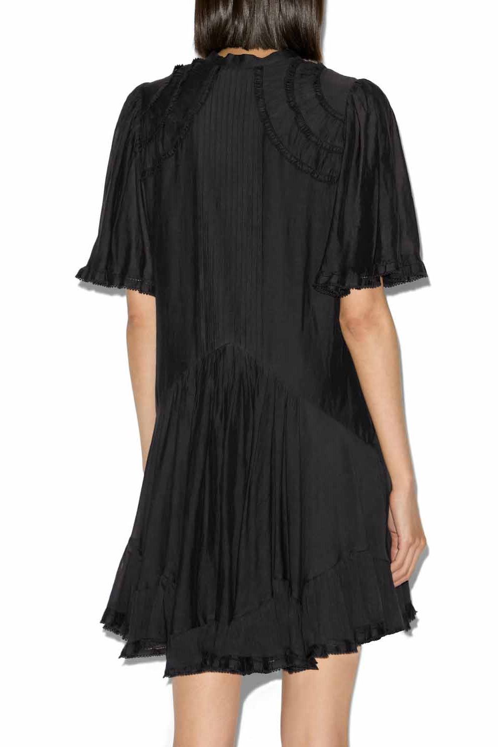 Celyana short gathered cotton dress - Black - Woman - 5