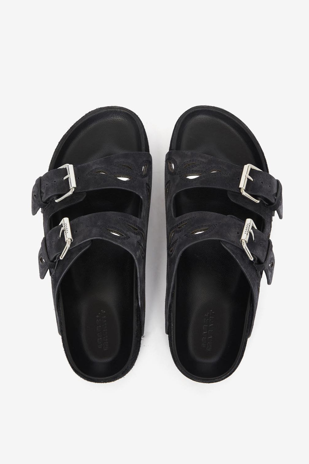 레뇨(lennyo) 세공 가죽 플랫 샌들 - Faded black-silver - Woman - 4