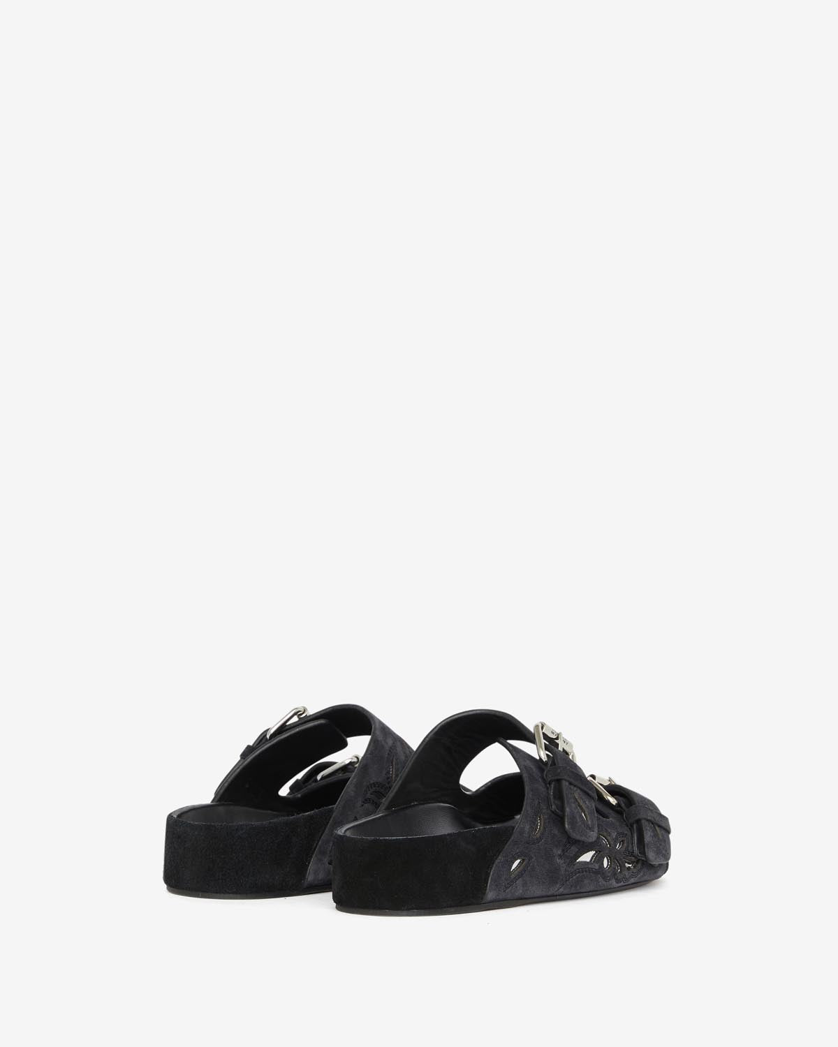 레뇨(lennyo) 세공 가죽 플랫 샌들 - Faded black-silver - Woman - 2