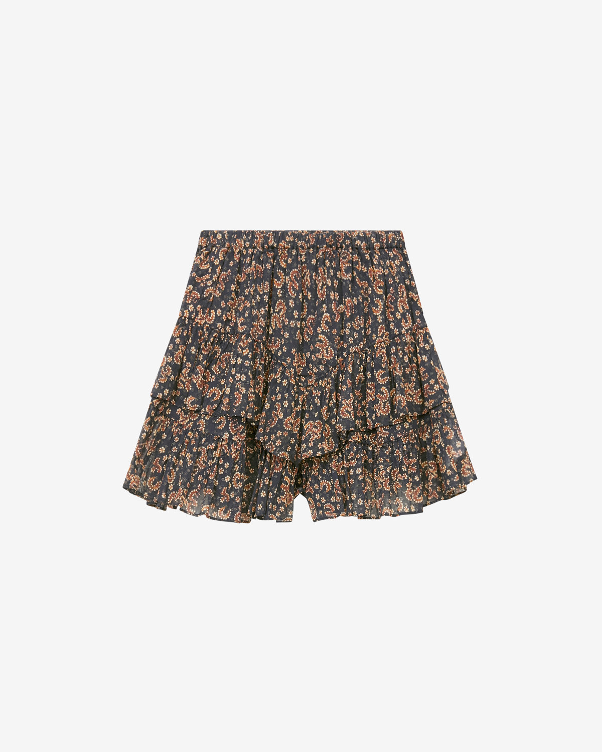 Jocadia frilly shorts in printed cotton voile - Black-ochre - Woman - 5