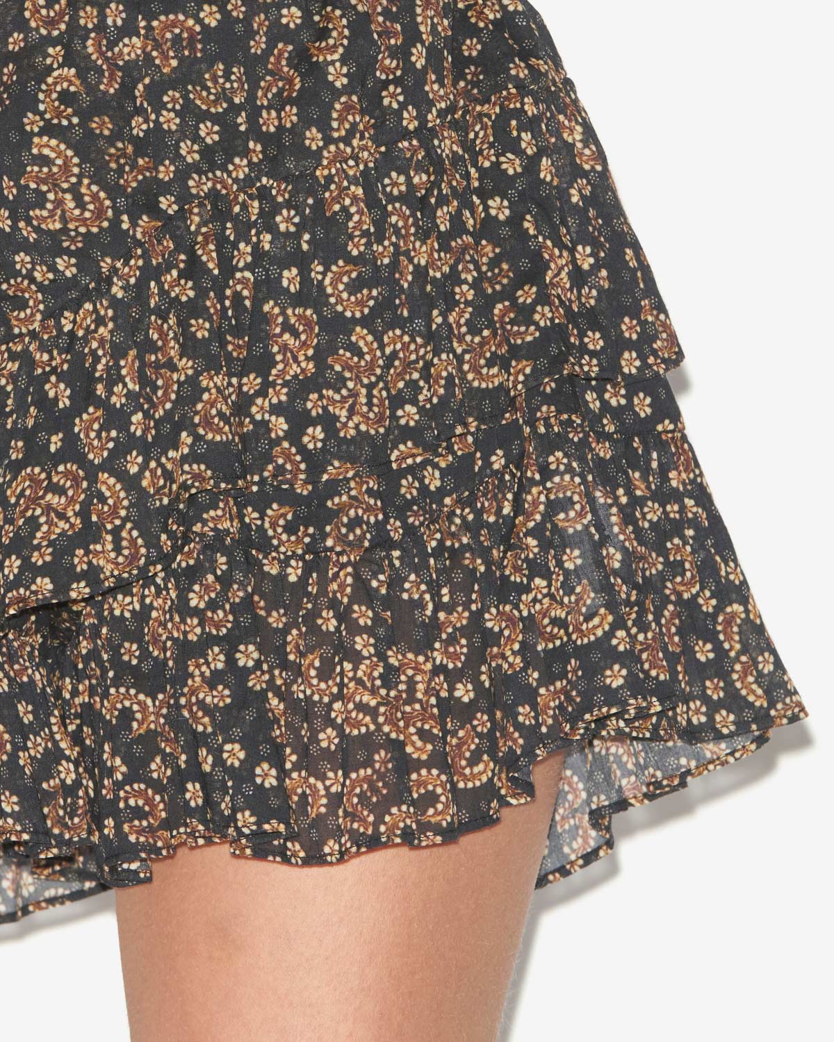 Jocadia frilly shorts in printed cotton voile - Black-ochre - Woman - 2