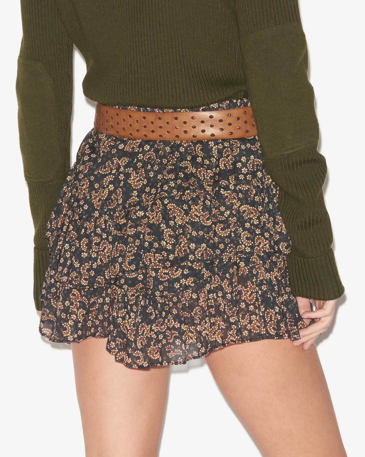 Jocadia frilly shorts in printed cotton voile - Black-ochre - Woman - 4