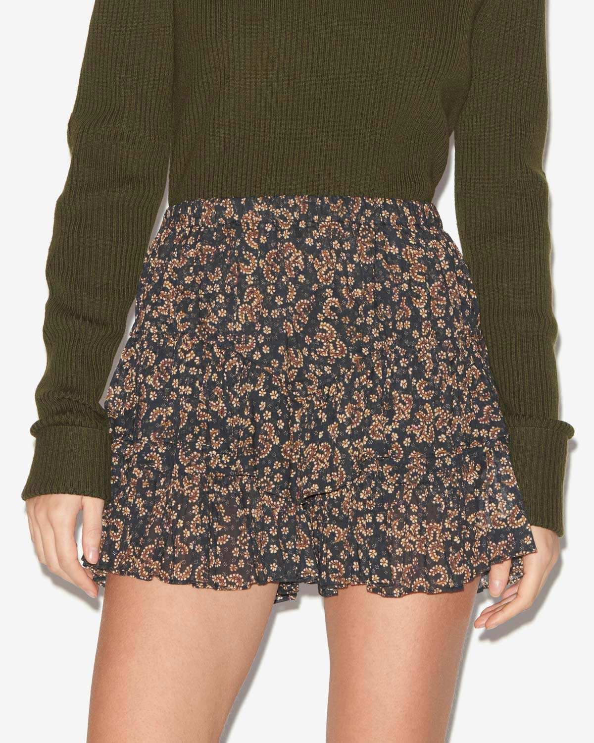 Jocadia frilly shorts in printed cotton voile - Black-ochre - Woman - 3